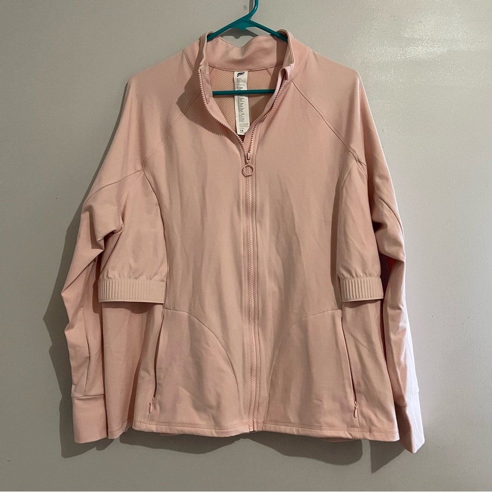 Fabletics Blush Pink Zip-Up Jacket zip pockets thumb holes 1X Athletic Trinity